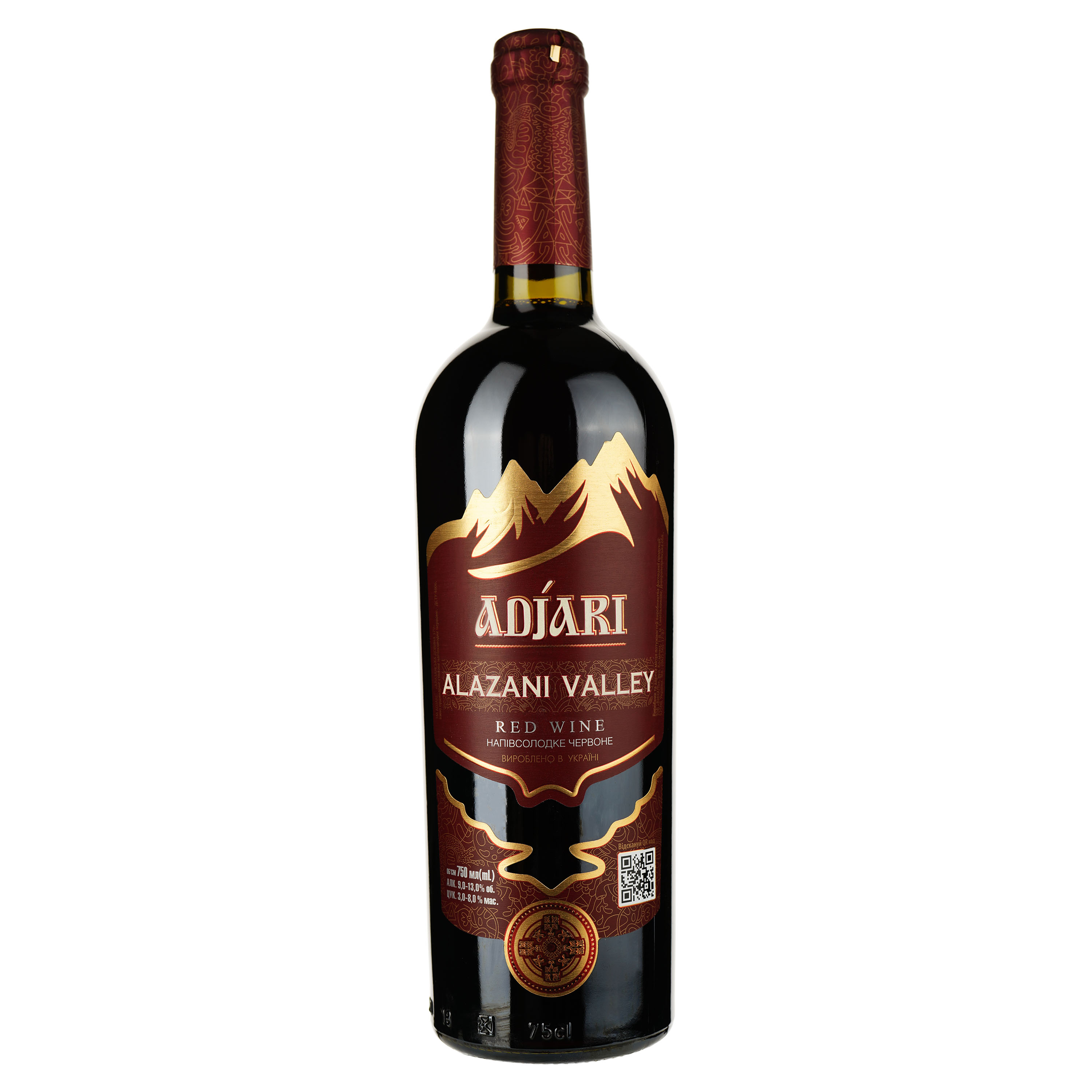 Вино Adjari Алазанская Долина, красное, полусладкое, 0,75 л - фото 1