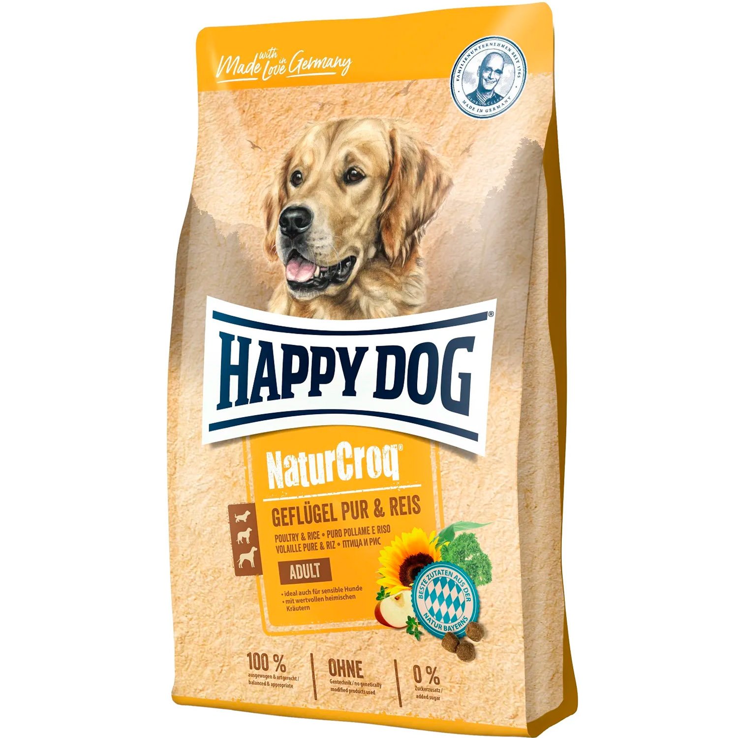 Сухой корм для взрослых собак Happy Dog NaturCroq Geflugel&Reis, с птицей и рисом, 11 кг - фото 1