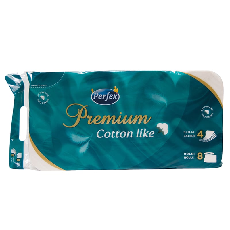 Чотиришаровий туалетний папір Perfex Premium Cotton, 8 рулонів - фото 1