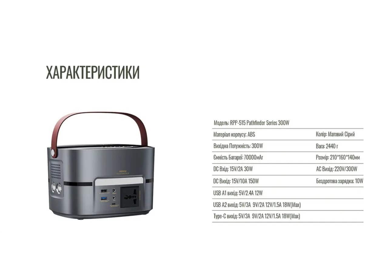 Портативная зарядная станция Remax RPP515 300W 70000mAh Output 220В - фото 9