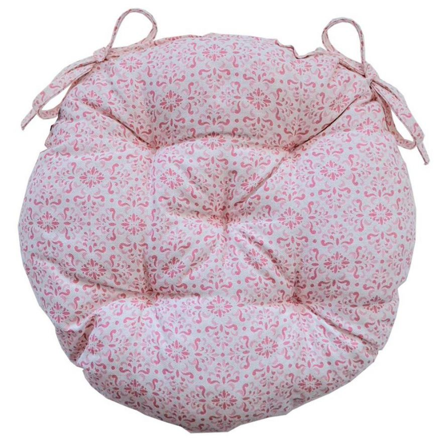 Кругла подушка для стільця Прованс Bella d-40, вітраж, рожевий (13570) - фото 1
