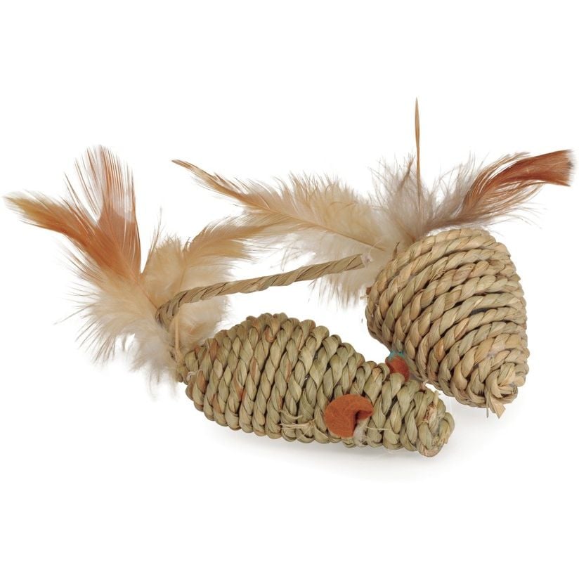 Игрушка для кошек Camon мышка с перьями и колокольчиком, 2 шт. - фото 2