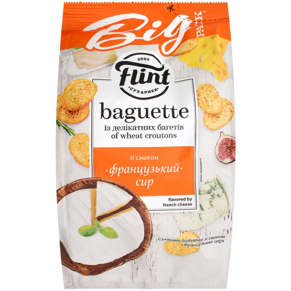 Сухарики Flint Baguette Пшеничні зі смаком французького сиру 100 г (873183) - фото 1