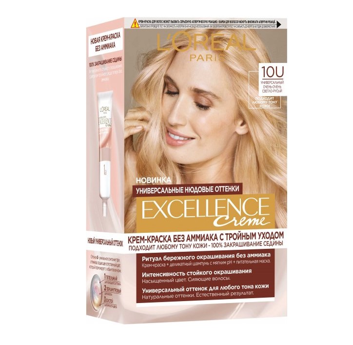 Краска для волос L’Oréal Paris Excellence Creme, тон 10U (светло-светло русый), 192 мл (AA344400) - фото 1