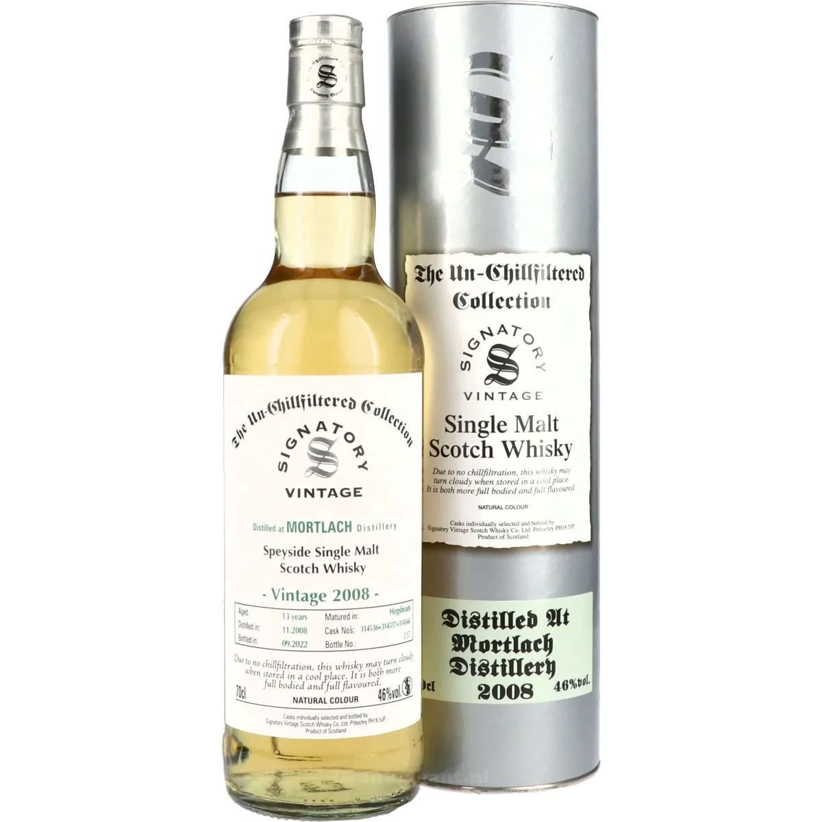 Виски Mortlach Unchillfiltered Signatory Single Malt Scotch Whisky 46% 0.7 л, в тубусе - фото 1