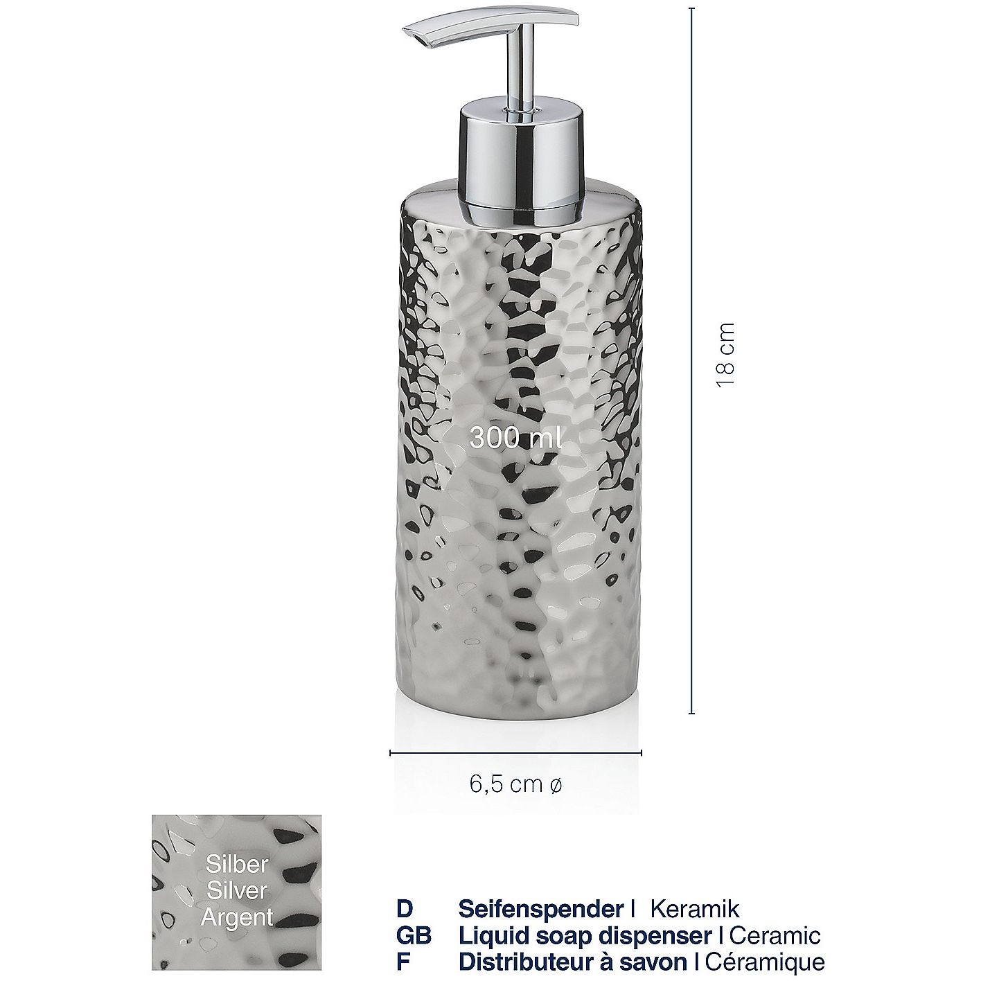 Дозатор для мыла Kela Sterling 300 мл серебряный (23782) - фото 2