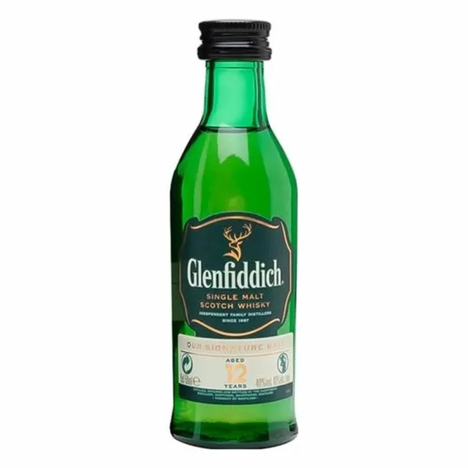 Виски Glenfiddich Single Malt Scotch, 12 лет, 40%, 0,05 л - фото 1