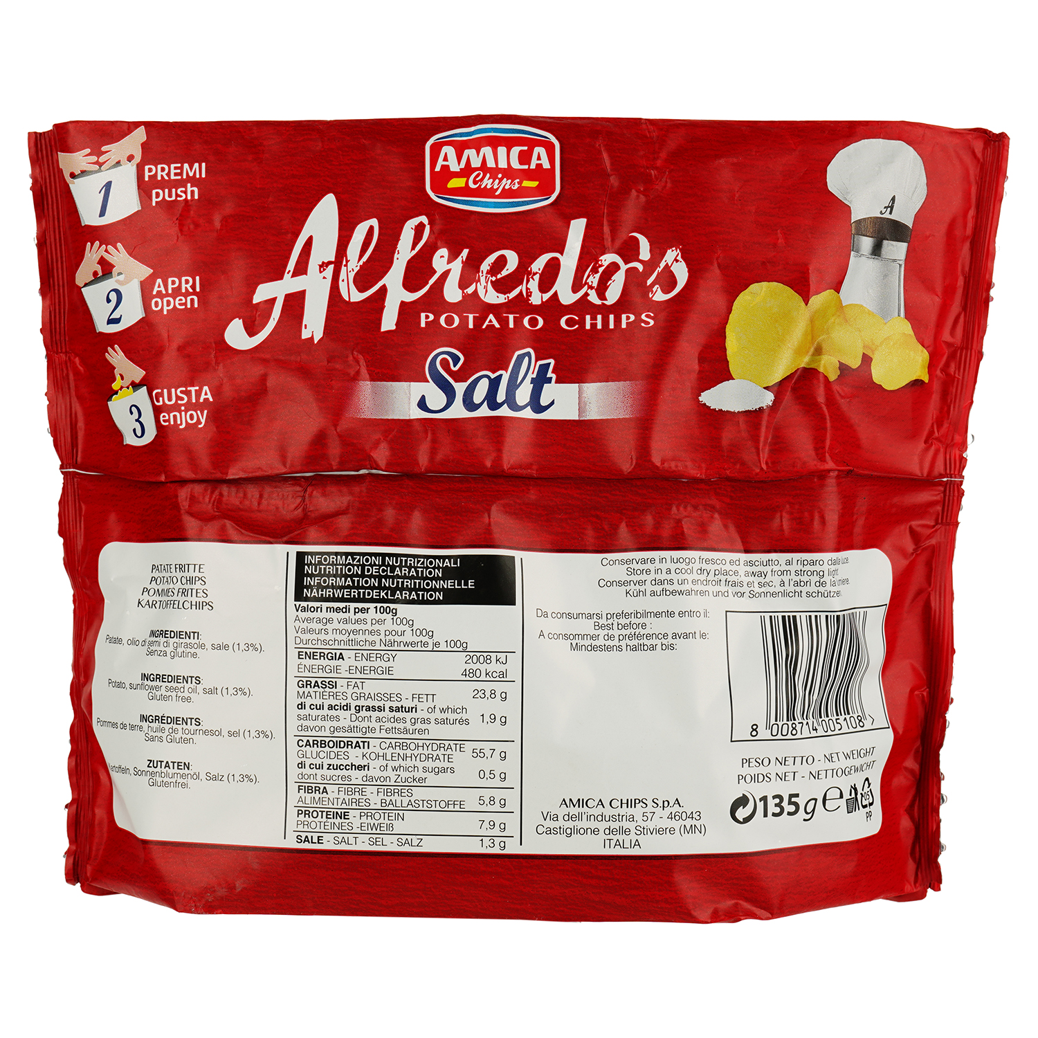 Чипсы Amica Alfredo's картофельные с солью 135 г (801533) - фото 2