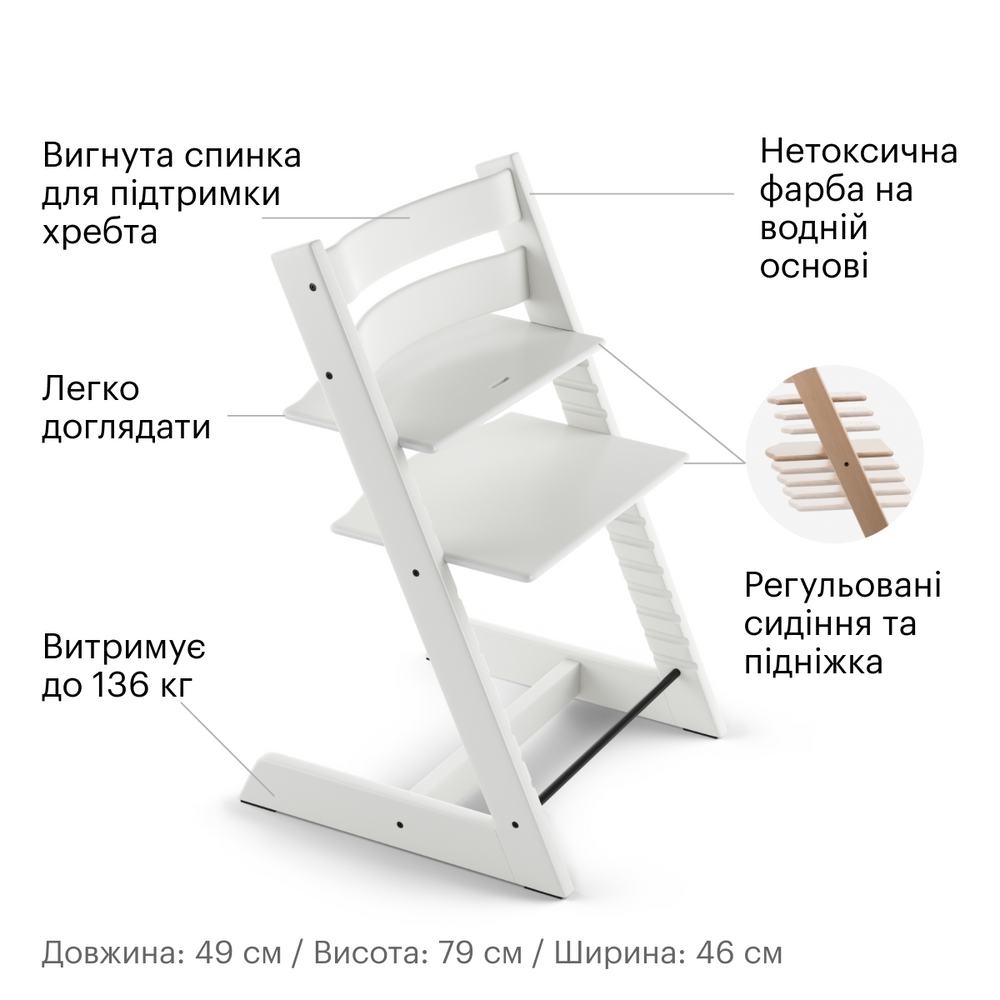 Набір Stokke Baby Set Tripp Trapp White: стільчик та спинка з обмежувачем (k.100107.15) - фото 3