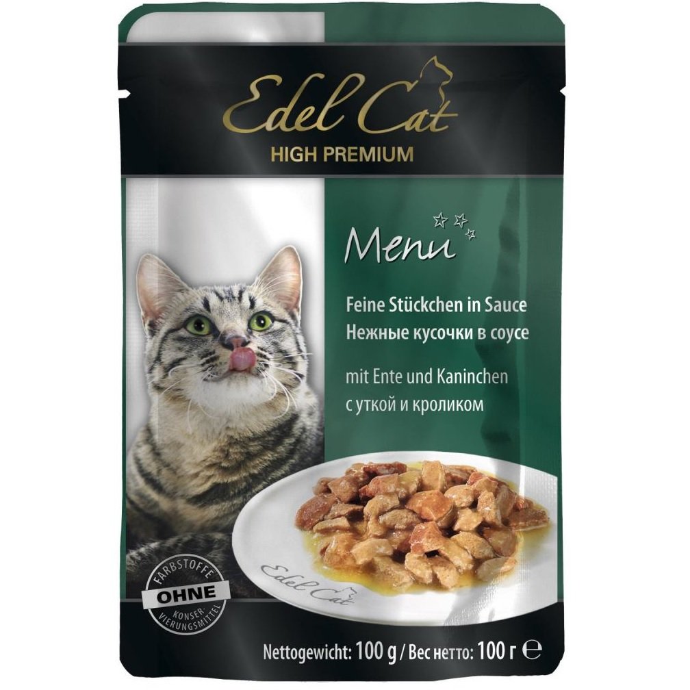 Влажный корм для кошек Edel Cat, пауч с уткой и кроликом в соусе, 100 г (1002024/179987) - фото 1