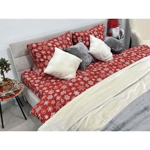 Комплект постельного белья Ecotton полуторный 15505 Снежинка на красном (24261) - фото 5