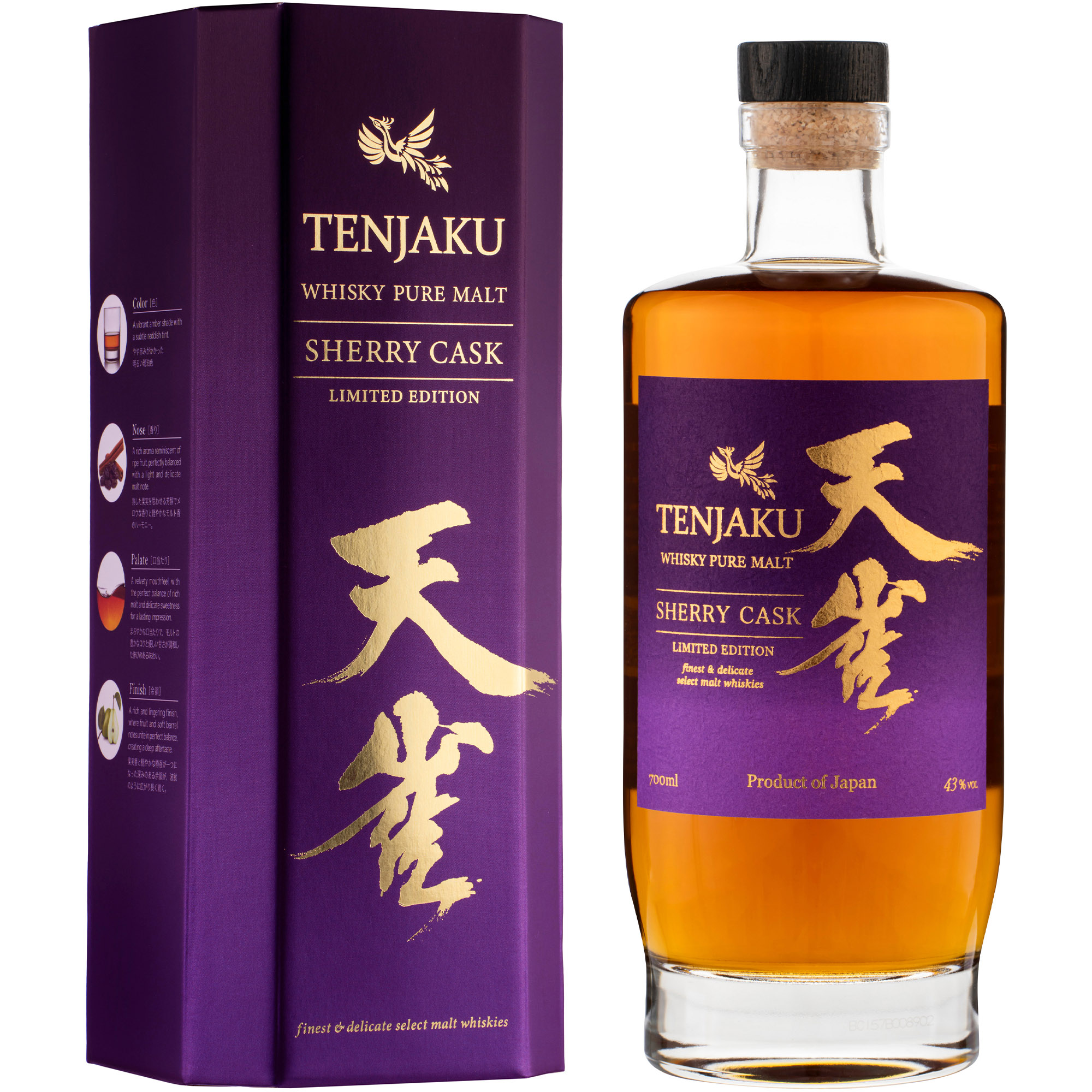 Віскі Tenjaku Pure Malt Sherry Cask Japanese Whiskey 43% 0.7 л - фото 1