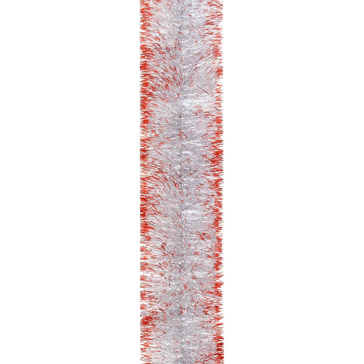 Мишура Novogod'ko 7.5 см 2 м серебро с красными кончиками (980443) - фото 1