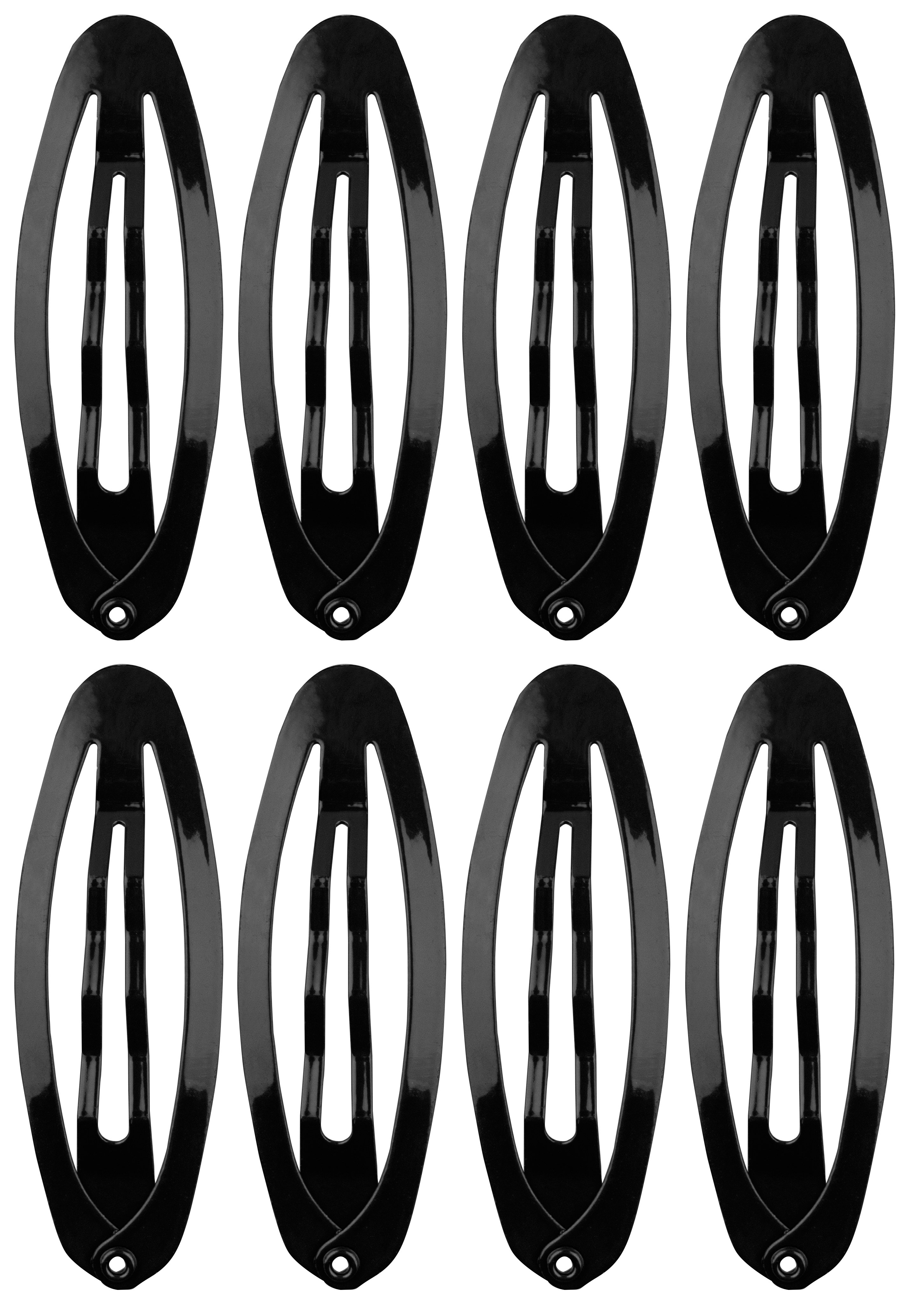 Набор металлических зажимов для волос Titania Oval Medium, 8 шт., черный (7888 B) - фото 1