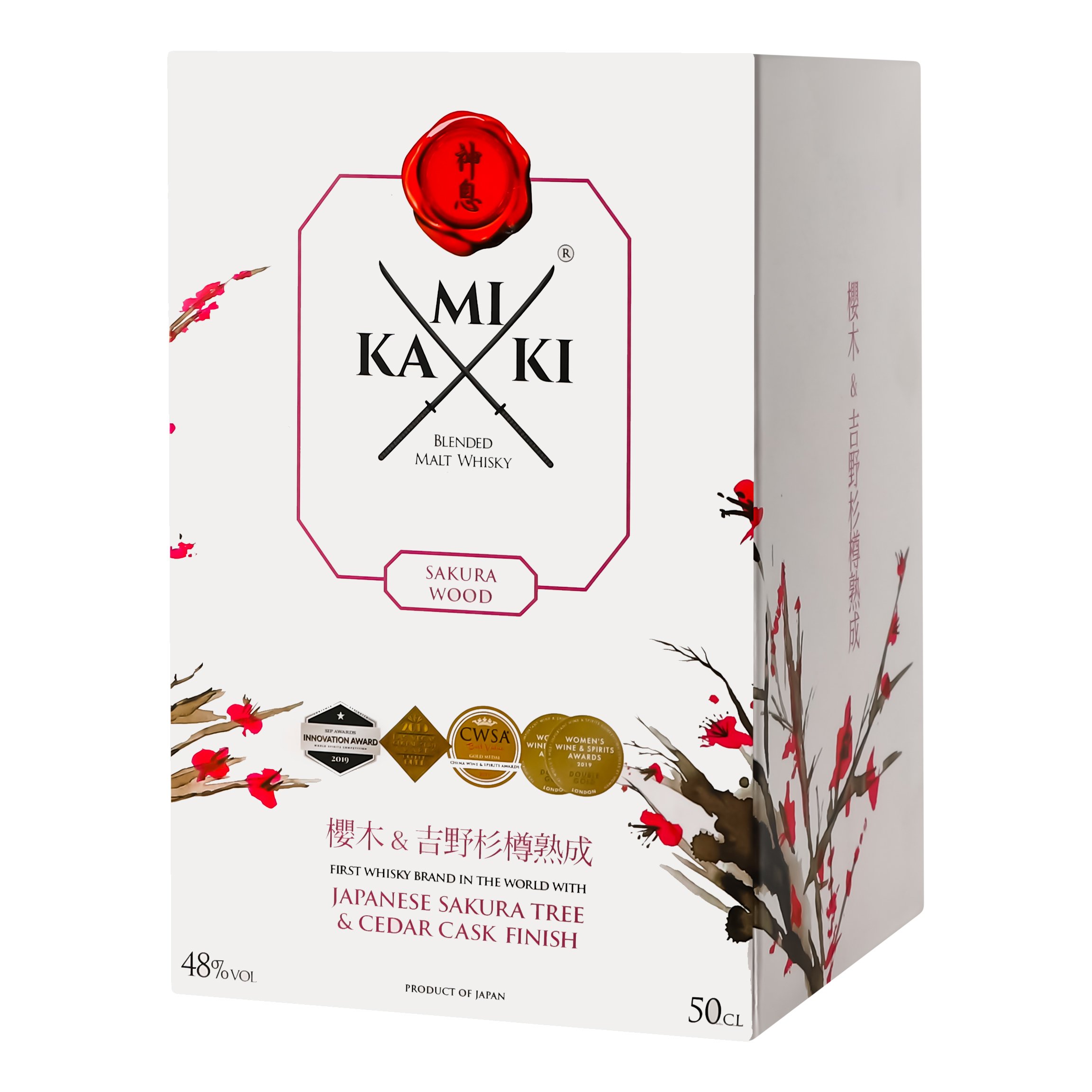 Віскі Kamiki Japanese Sakura Tree & Cedar Cask Finish Blended Malt Whiskey, 48%, 0,5 л (827265) - фото 2