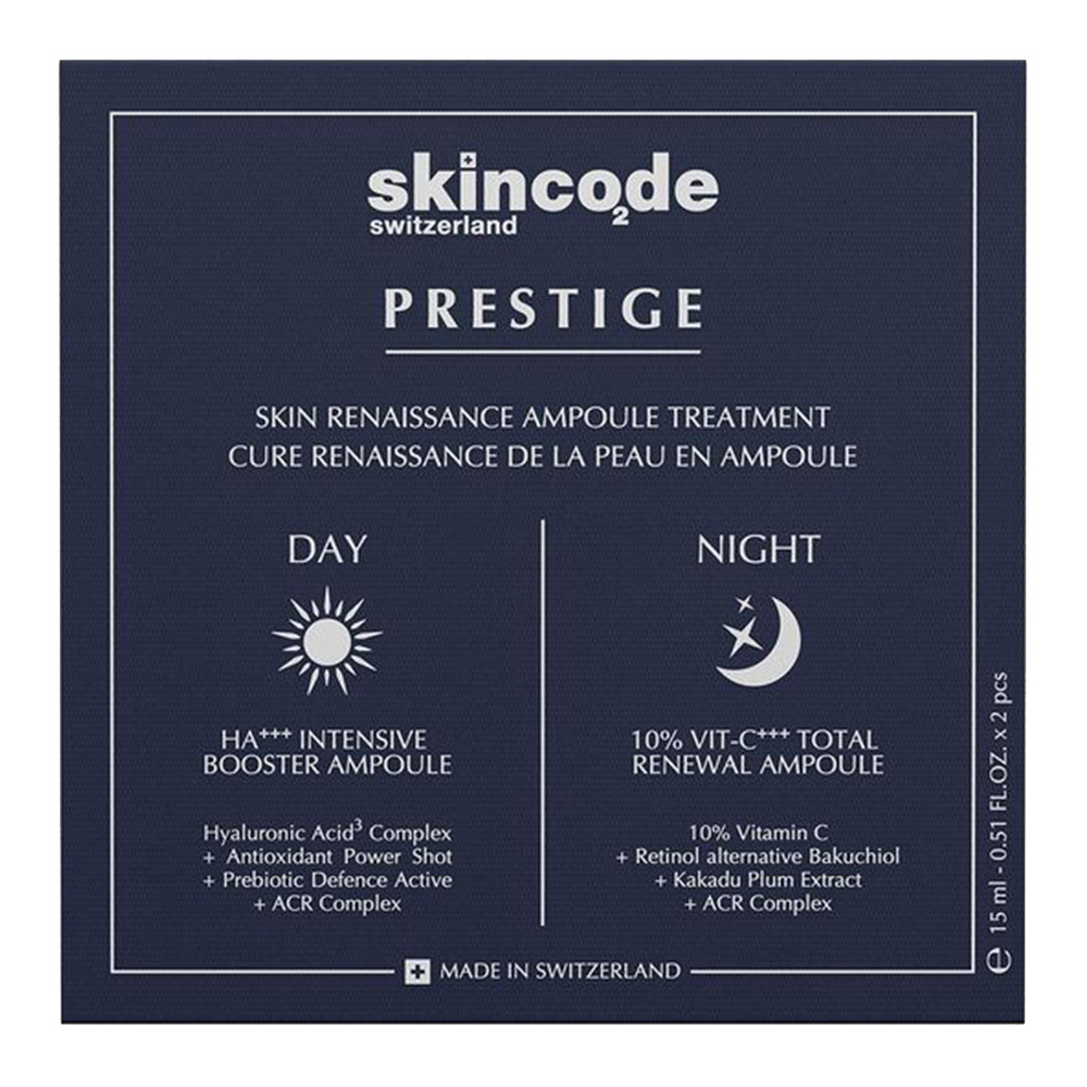 Набір сироваток для обличчя Skincode Prestige Skin Renaissance Ampoule Treatment Day & Nigth 2х15 мл - фото 3
