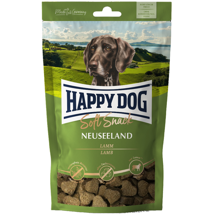 Ласощі для собак середніх та великих порід Happy Dog SoftSnack Neuseeland, м'які закуски з ягням і рисом, 100 г (60684) - фото 1