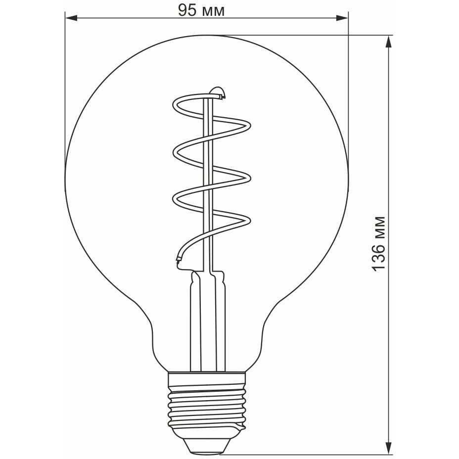 Світлодіодна лампа LED Videx Filament G95FGD 4W E27 2100K дімерна графіт (VL-G95FGD-04272) - фото 4