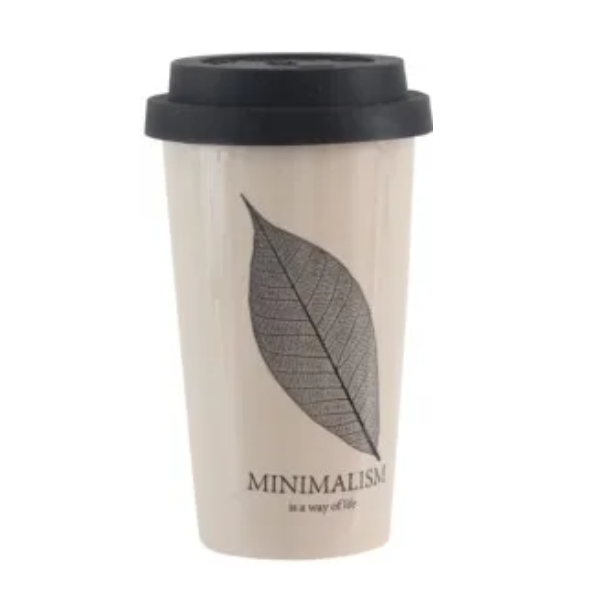 Чашка Limited Edition Minimalism, із силіконовою кришкою, 400 мл, бежевий (HTK-028) - фото 1