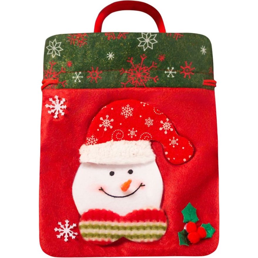 Мешочек для подарков МВМ My Home Снеговик 20х15х15 см красный (DH-NY-26 RED) - фото 1