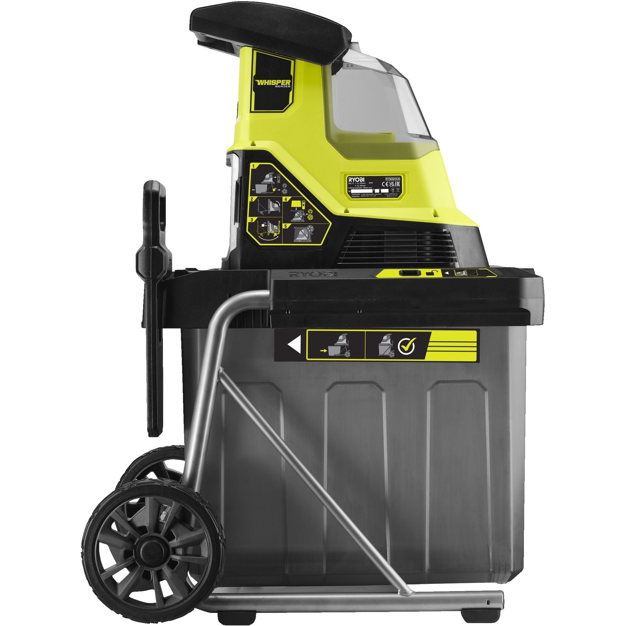 Измельчитель садовый аккумуляторный Ryobi Max Power RY36SHX40-0 36В (5133005451) - фото 3