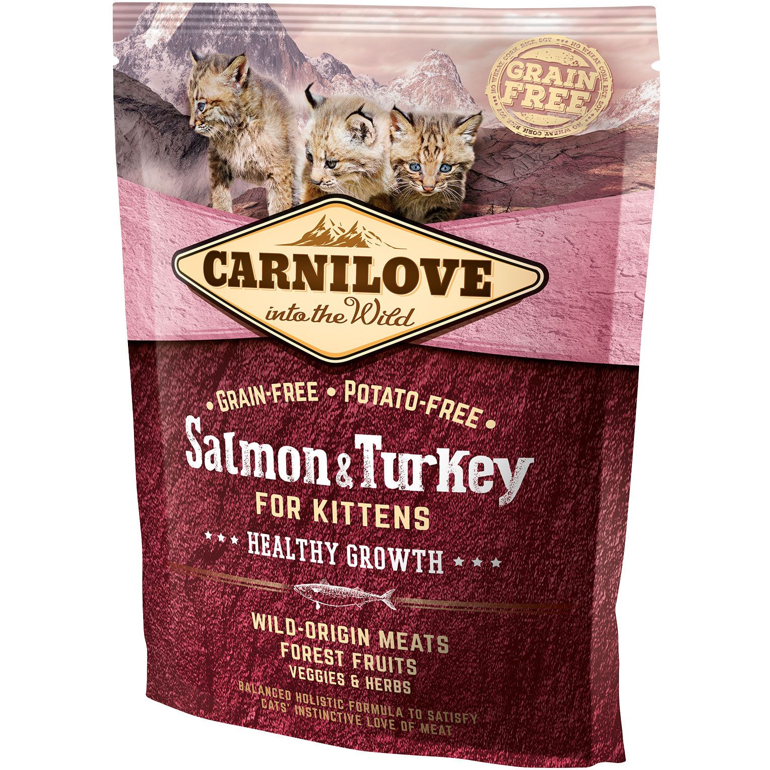 Уценка! Сухой корм для котят Carnilove Cat Salmon&Turkey Kitten с лососем и индейкой 400 г. Срок годности до 10.2024 - фото 1