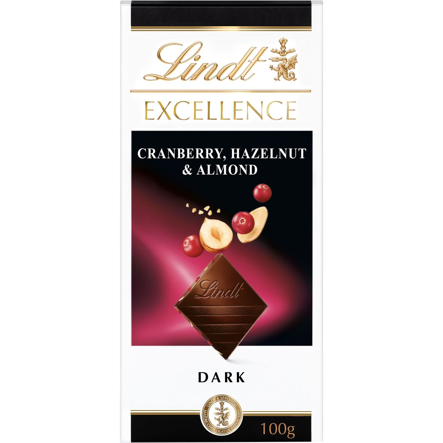 Шоколад черный Lindt Excellence с миндалем, фундуком и клюквой 100 г - фото 1