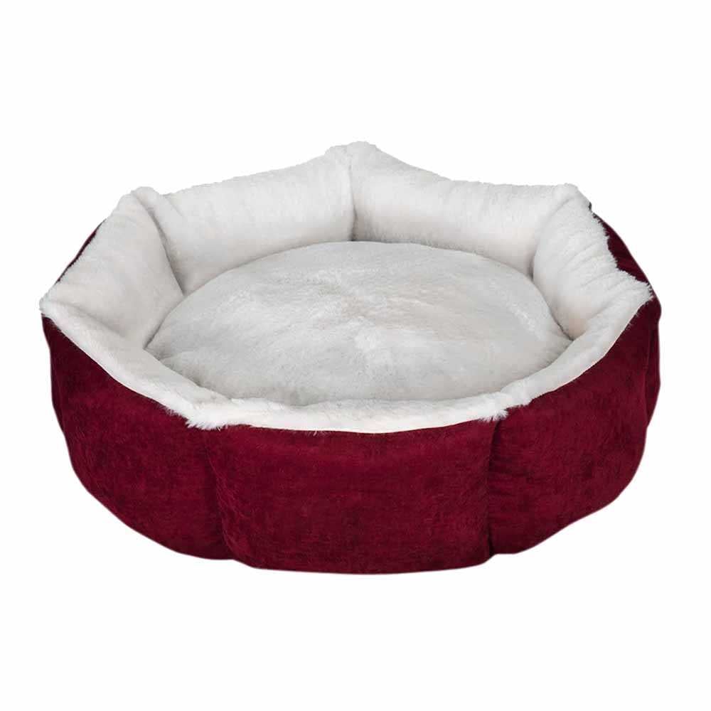 Лежак для животных Milord Cupcake, круглый, бордовый с серым, размер M (VR09//3602) - фото 1