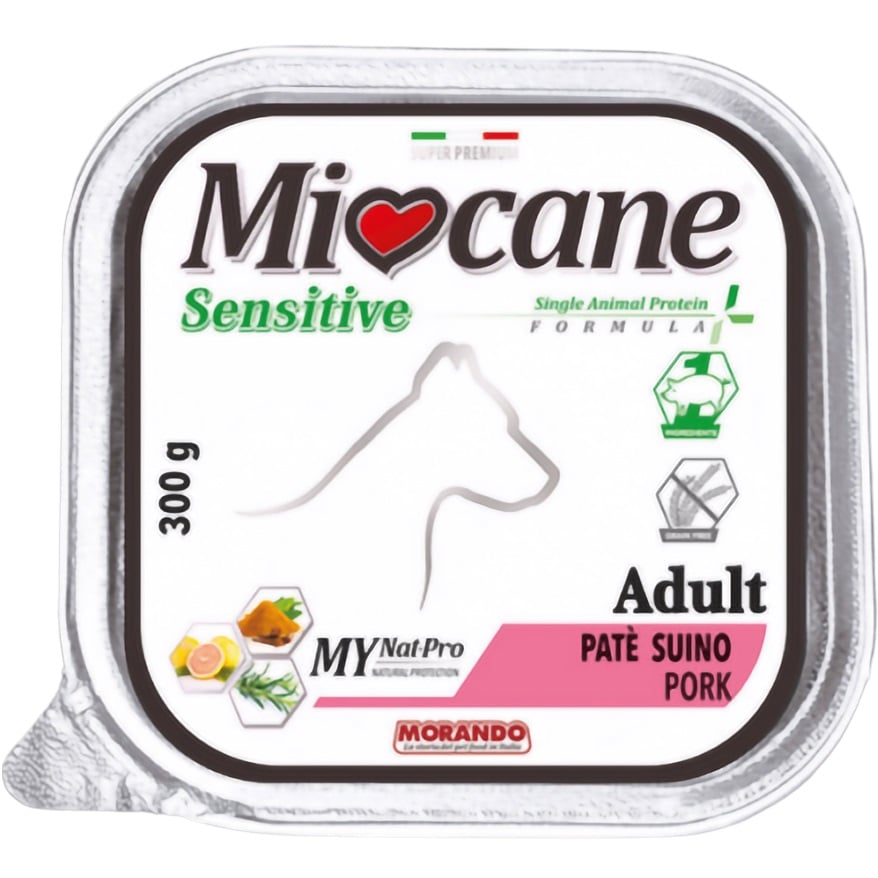 Беззерновые монопротеиновые консервы для собак Morando MioСane Sensitive Monoprotein Adult, прошутто, 300 г - фото 1