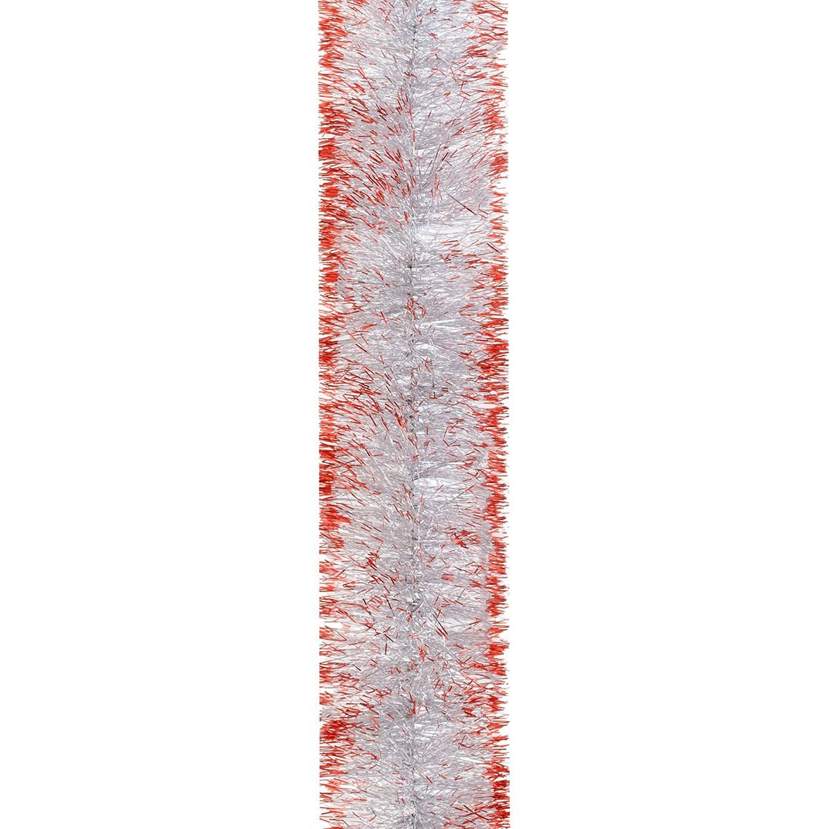 Мішура Novogod'ko 7.5 см 2 м срібло з червоними кінчиками (980443) - фото 1