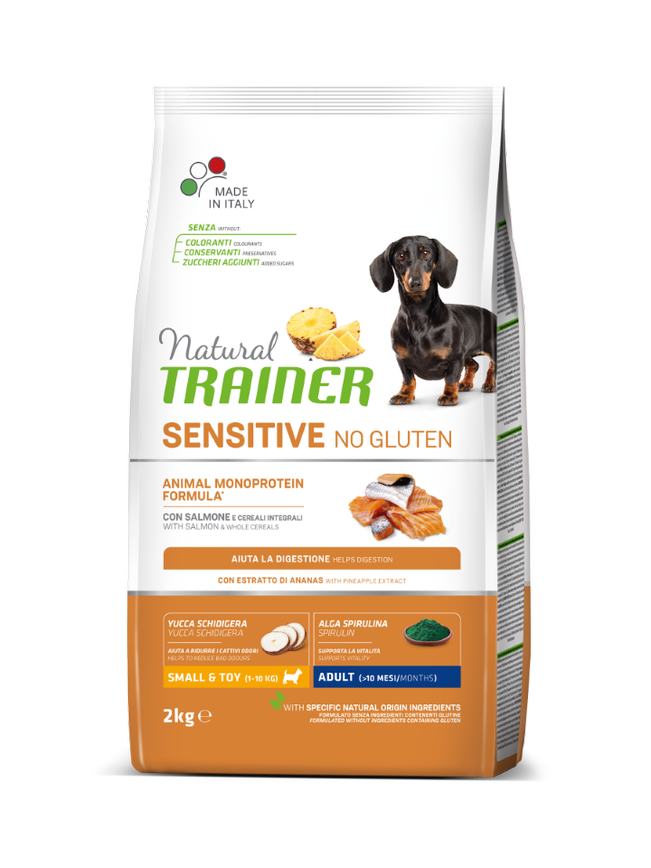 Монопротеиновый сухой корм для собак с чувствительным пищеварением Natural Trainer Dog Sensitive Adult Mini, лосось, 2 кг - фото 1