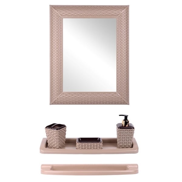 Набір Violet House Роттанг Cappuchino для ванної кімнати із дзеркалом, світло-коричневий (0543 Роттанг CAPPUCHINO) - фото 1