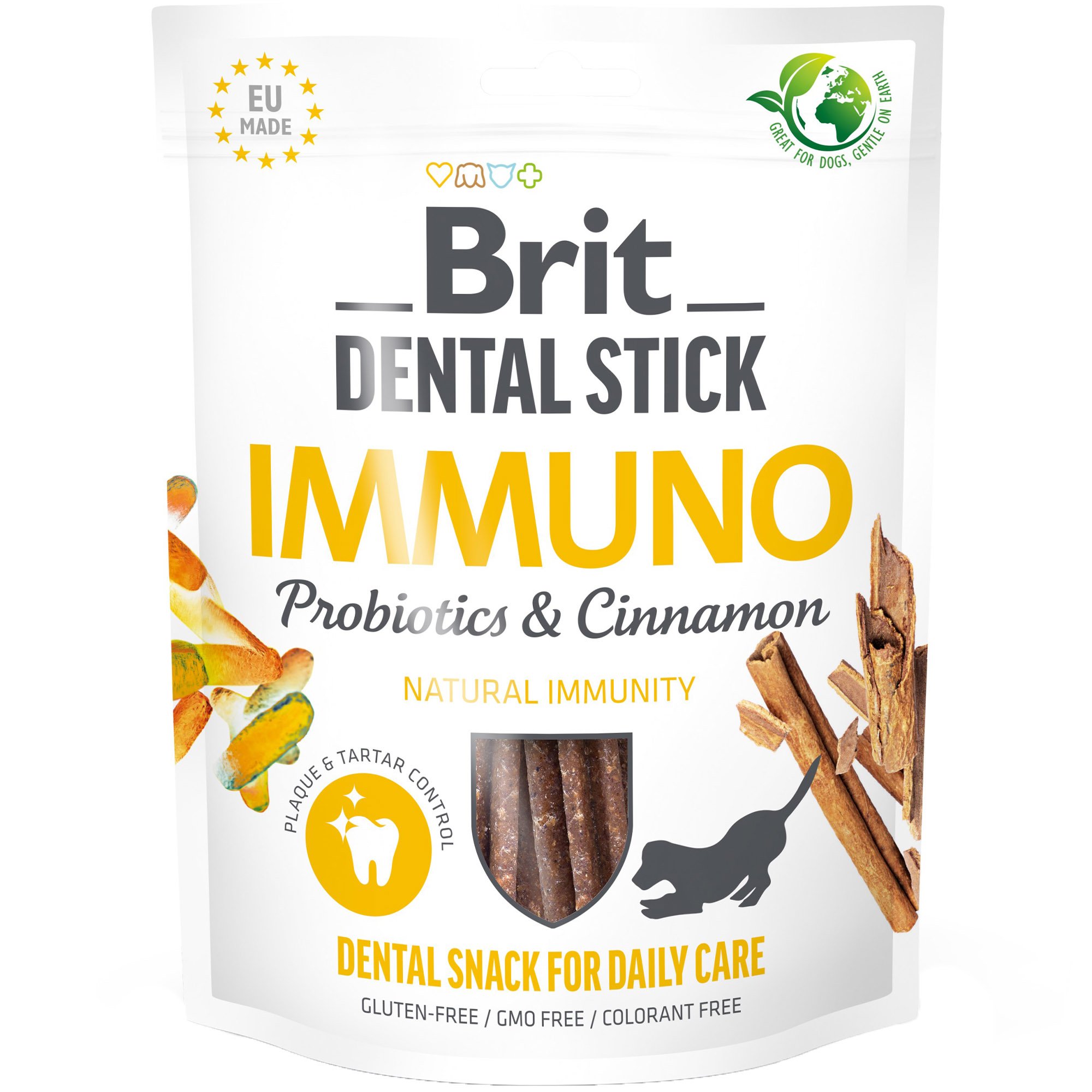 Лакомство для собак Brit Dental Stick Immuno для крепкого иммунитета, пробиотики и корица 7 шт. 251 г - фото 1