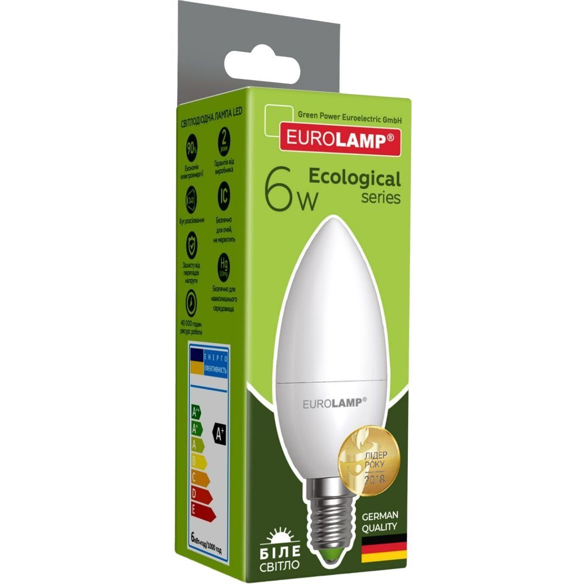 Світлодіодна лампа Eurolamp LED Ecological Series, CL 6W, E14 4000K (LED-CL-06144(P)) - фото 4