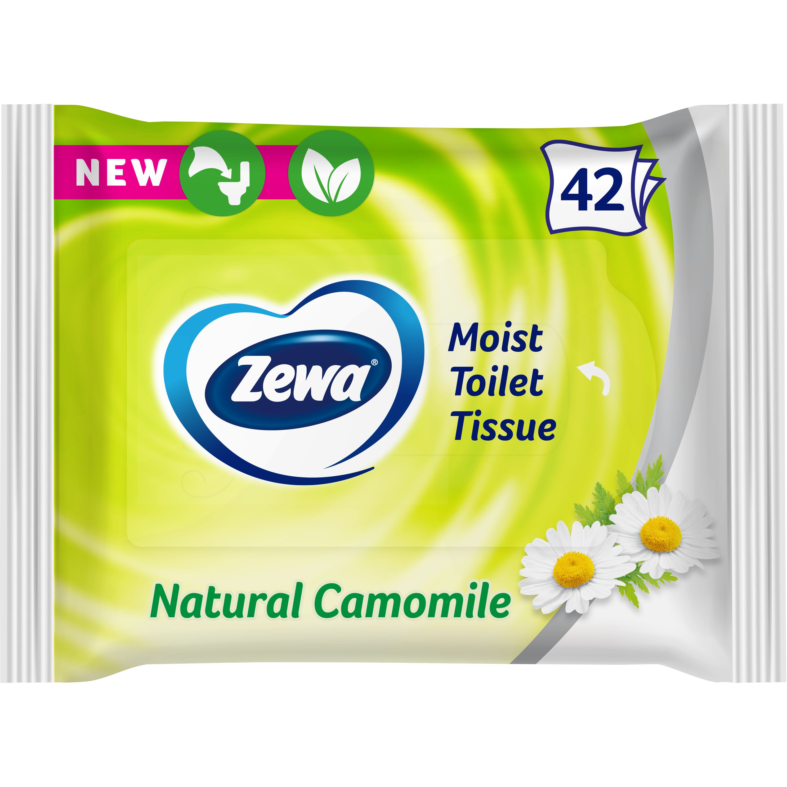 Влажная туалетная бумага Zewa Natural Camomile 42 шт. - фото 1