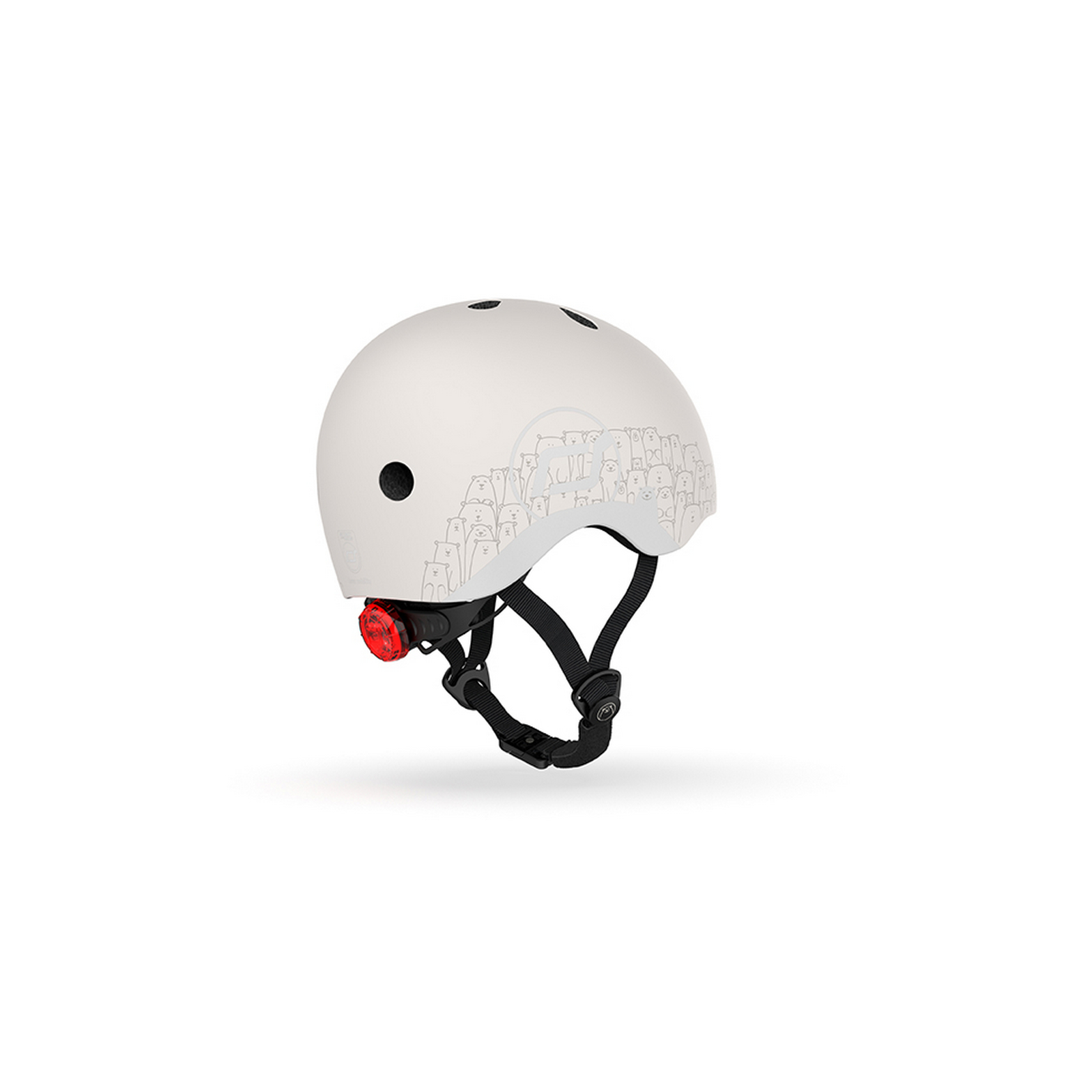 Шлем защитный Scoot and Ride светоотражающий, с фонариком, 45-51 см (XXS/XS), светло-серый (SR-210225-ASH) - фото 3
