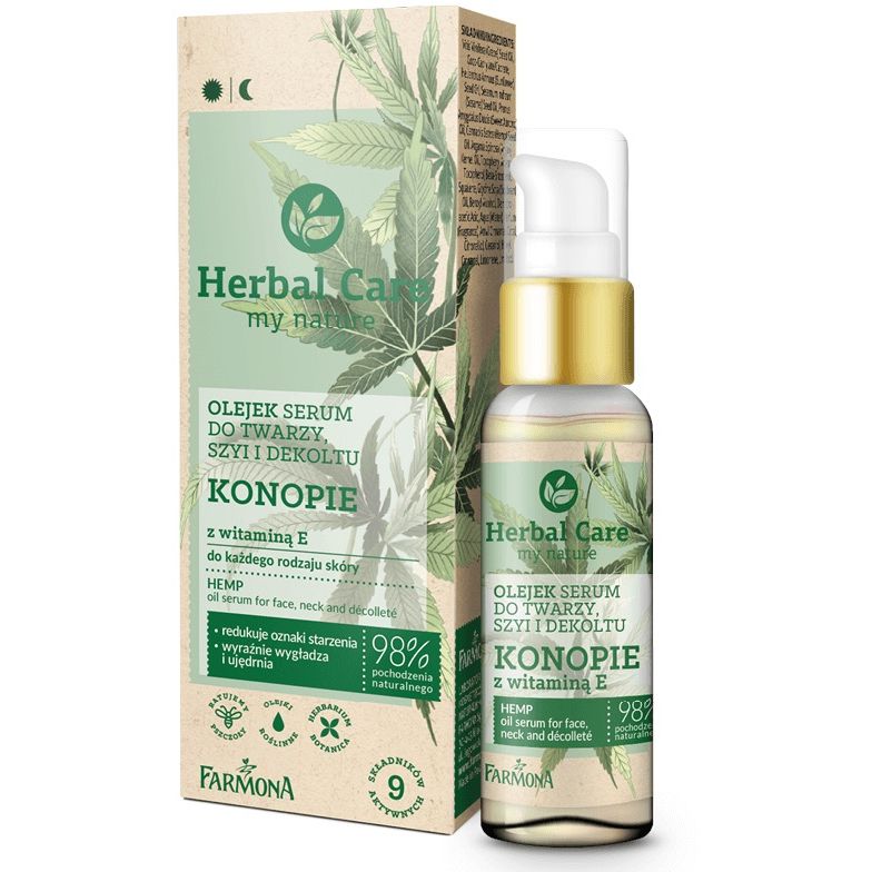 Фото - Крем и лосьон Farmona Конопляна олія-сироватка для обличчя, шиї та декольте  Herbal Care 