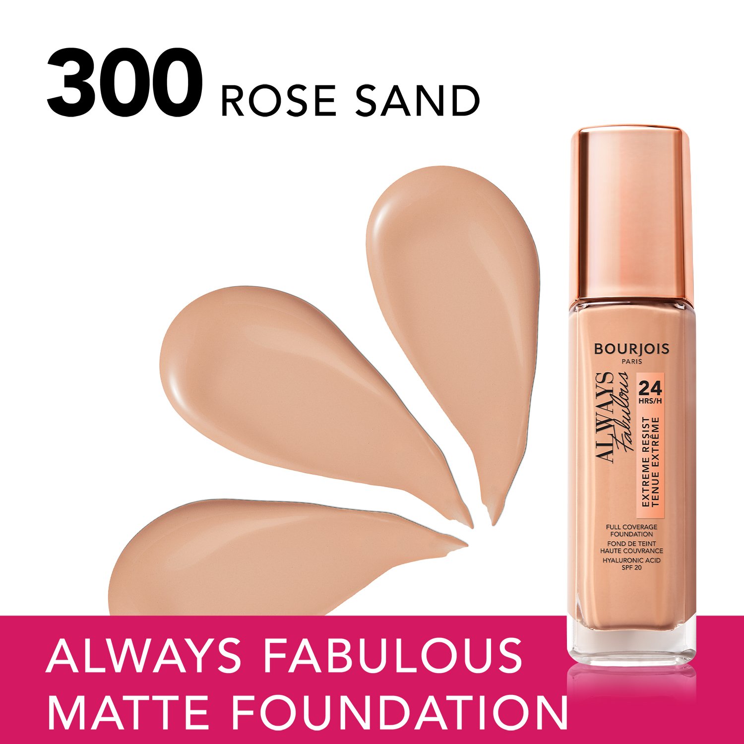 Тональная основа Bourjois Always Fabulous Foundation тон 300 (Rose Sand) 30 мл - фото 3