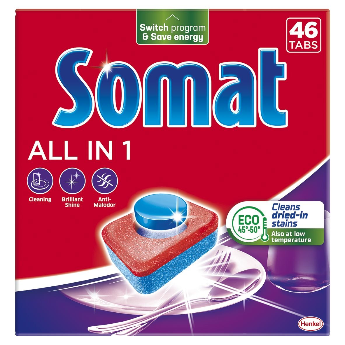 Таблетки для мытья посуды в посудомоечной машине Somat All in one, 46 таблеток - фото 1