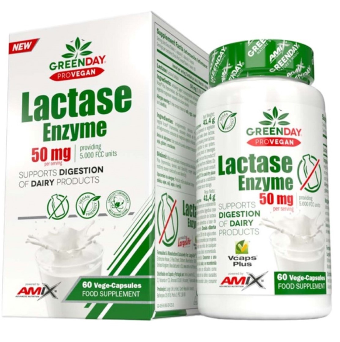 Натуральная добавка Amix GreenDay ProVegan Lactase Enzyme 60 капсул - фото 1