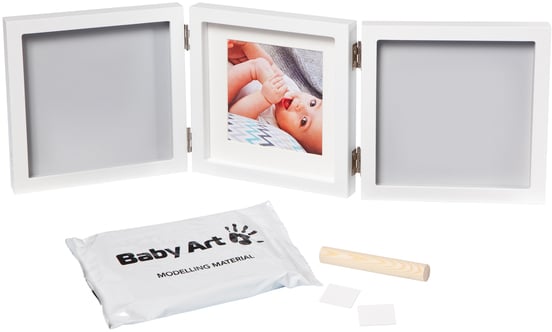 Потрійна рамка Baby Art, квадратна з відбитками, біло-сіра (3601095500) - фото 2