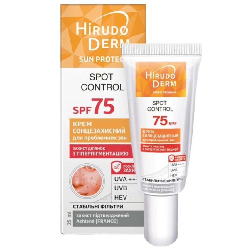 Солнцезащитный крем Біокон Hirudo Derm Sun Protect Spot Control для проблемных зон SPF 75 25 мл - фото 1