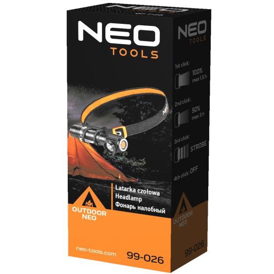 Ліхтар налобний акумуляторний Neo Tools (99-026) - фото 4