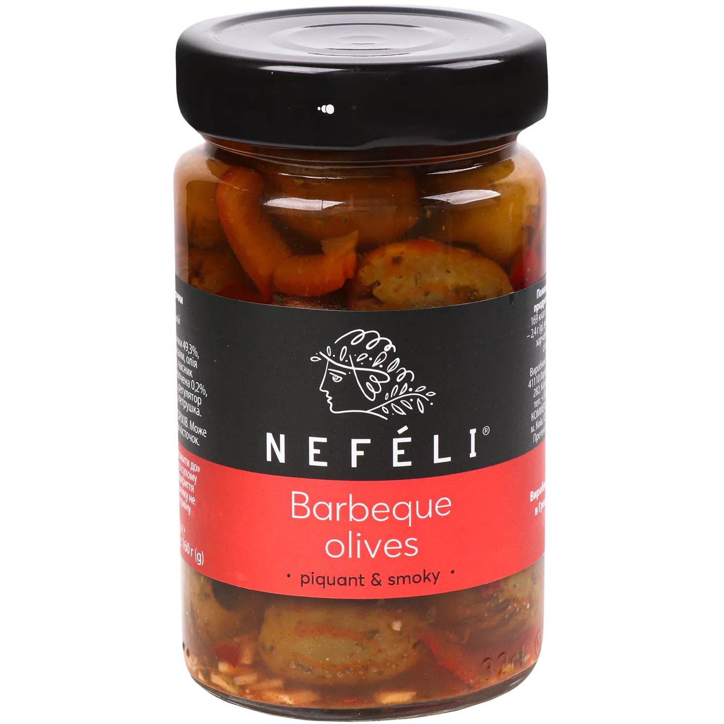 Оливки Nefeli Barbeque olives зелені без кісточки у стилі барбекю 290 г - фото 1