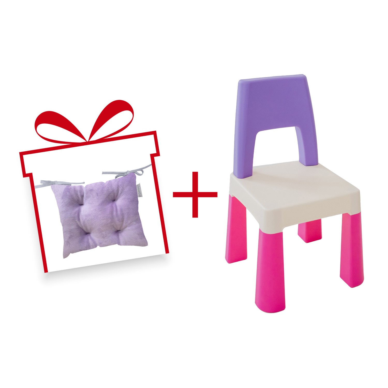 Комплект Poppet Color Pink Стільчик + Подушка на стілець 55х28х28 см (PP-003P-G) - фото 1