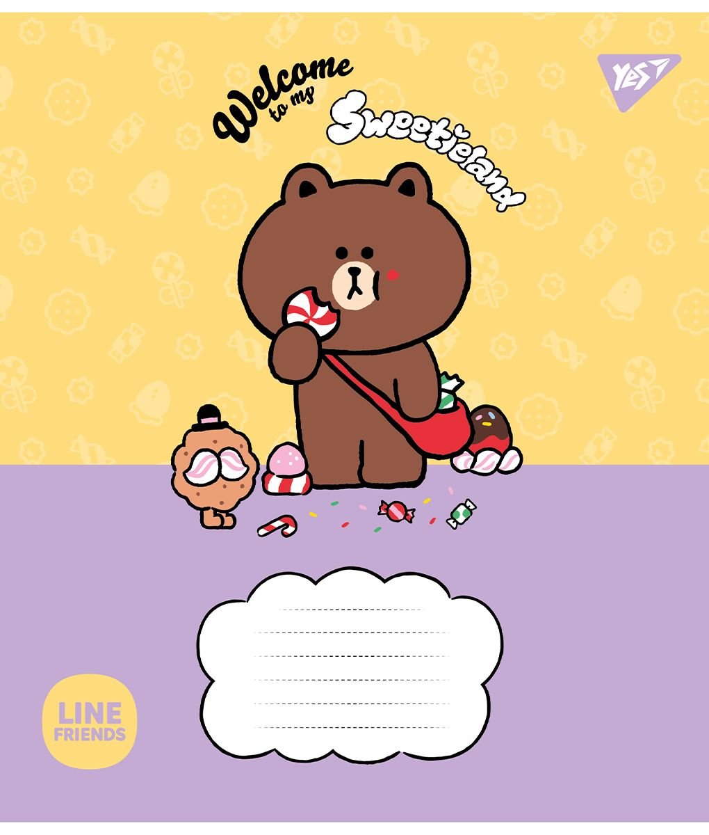 Набір зошитів Yes Line Friends. Sweetieland А5 в косу лінію 12 аркушів 25 шт. (766935) - фото 4