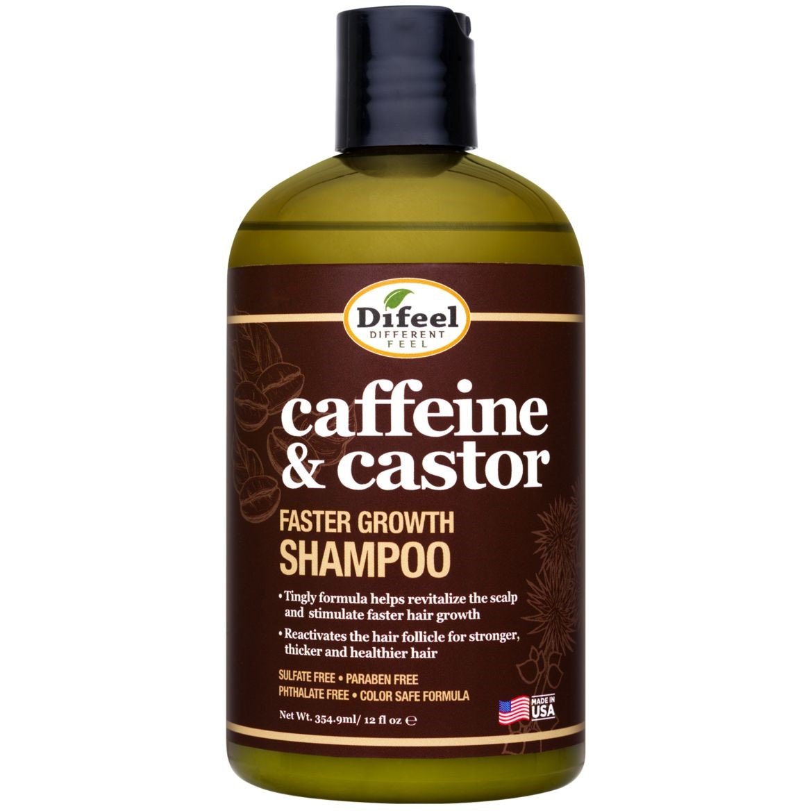 Шампунь для волосся Difeel Caffeine and Castor Shampoo for Faster Hair Growth 355 мл - фото 1