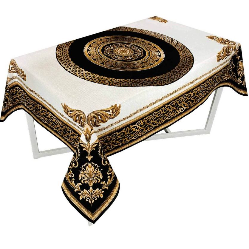 Photos - Tablecloth / Napkin Provans Скатертина Прованс Baroque, 240х135 см, білий із золотим  (25446)