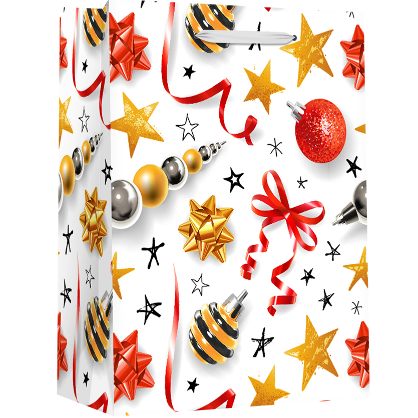 Пакет подарунковий Malevaro Large Xmas 26x12.7x32.4 см білий (23-X-MAS002A-4) - фото 1