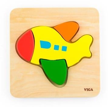 Дерев'яний міні-пазл Viga Toys Літак (50173) - фото 1